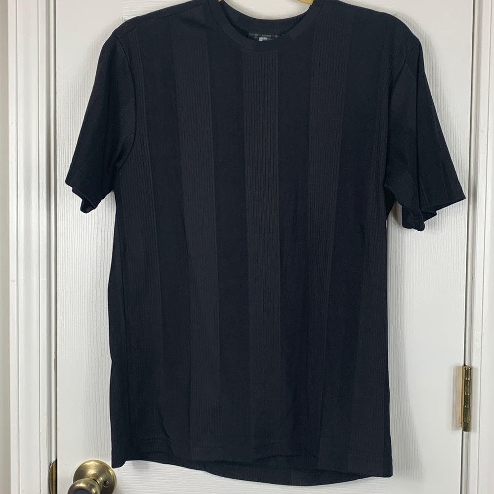 COPY - Positano black short sleeved mens dress tee shirt size medium. Has strip…